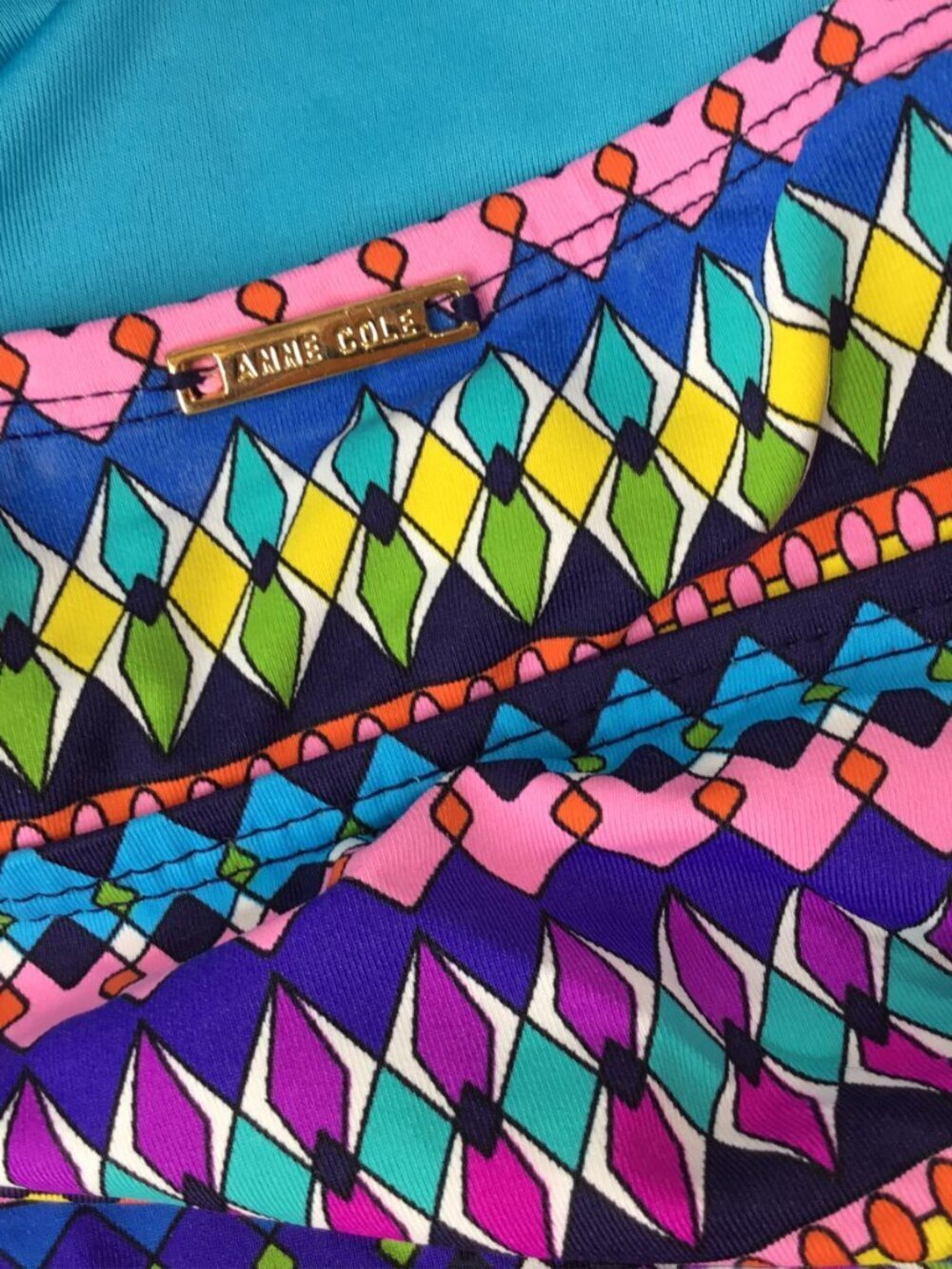 Ann Cole NWT Tankini Halter Size 38 B/C Ruched Front Removable Cup Bright Colors - Picture 7 of 9